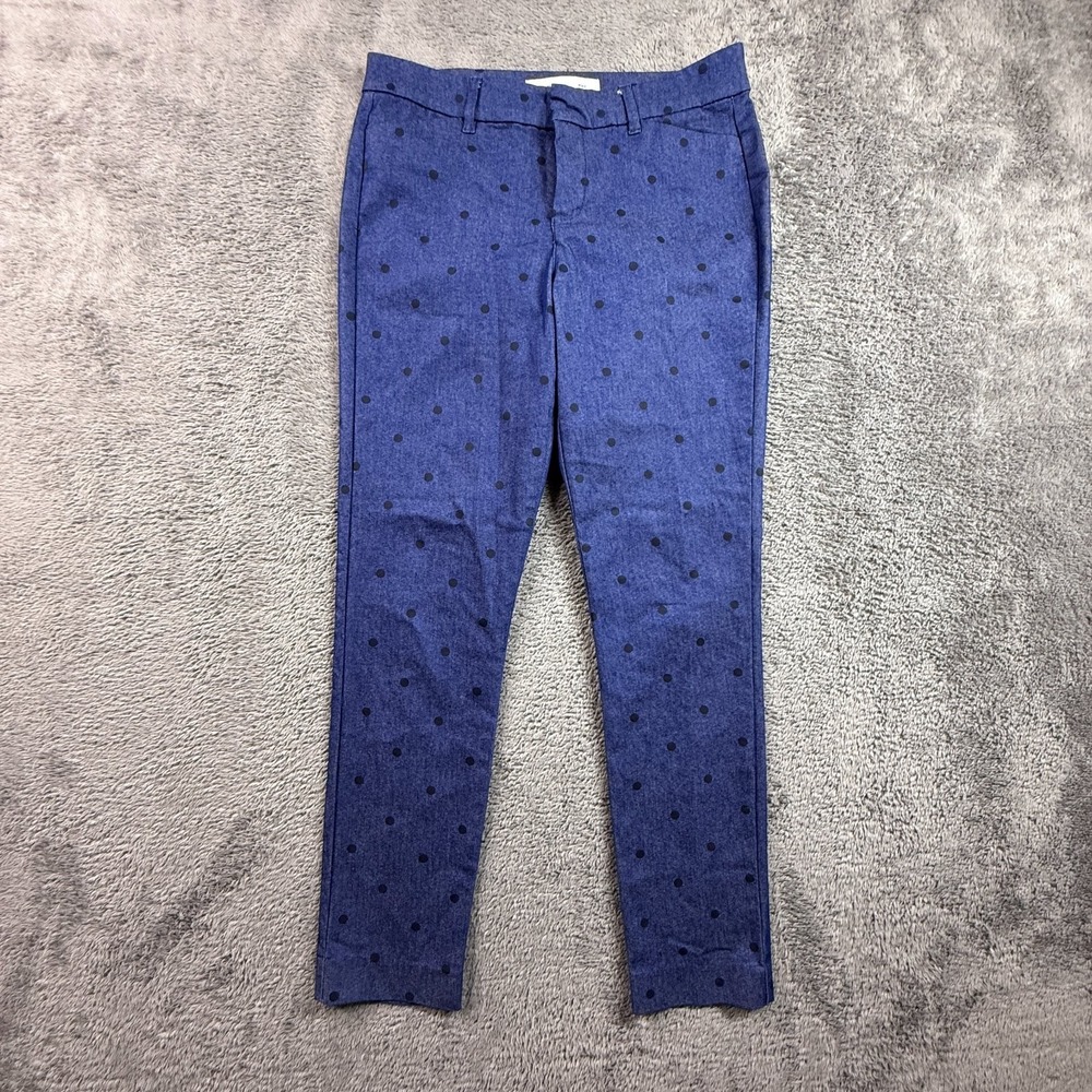 Old Navy Pixie Ankle Pants Womens 4 Blue Navy Polka Dot Chino Work Casual